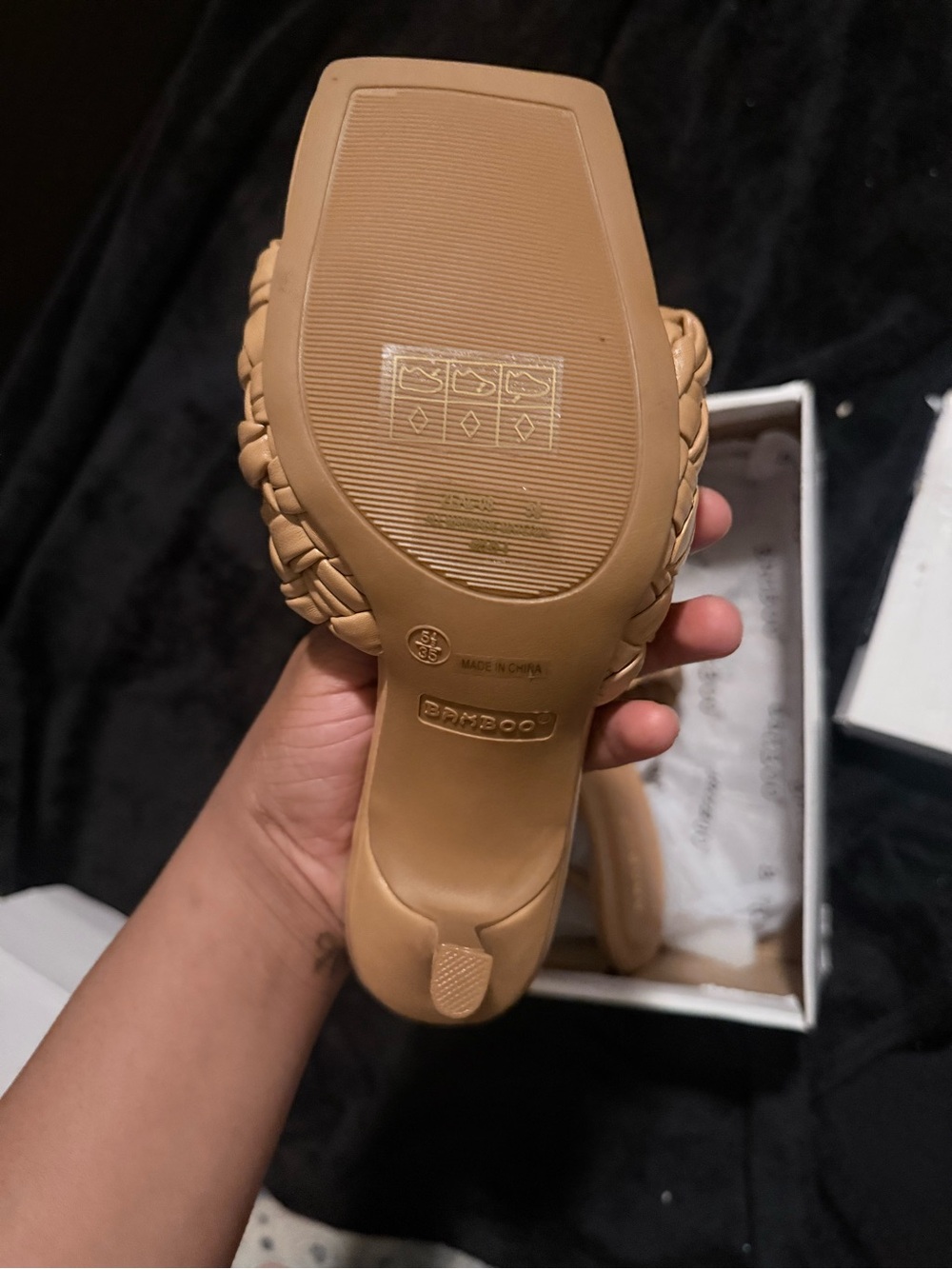 BAMBOO Braided Tan Slide Mules